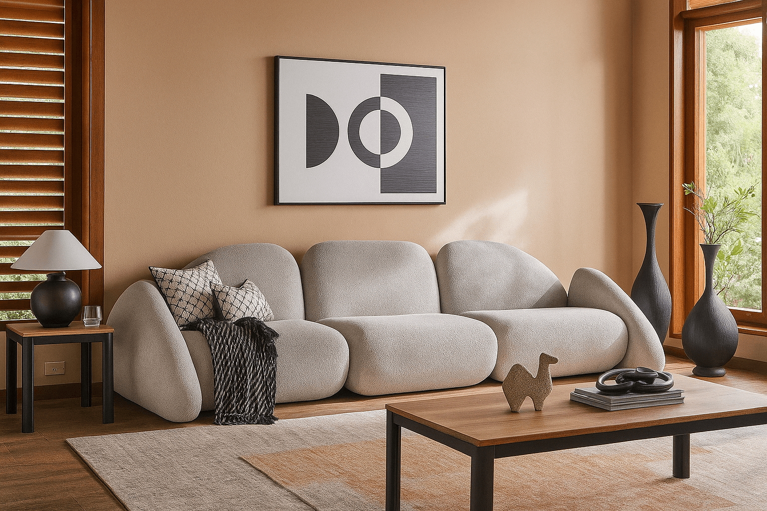 Canapé droit Minimaliste - Mobilier artisanal Ebène Madagascar