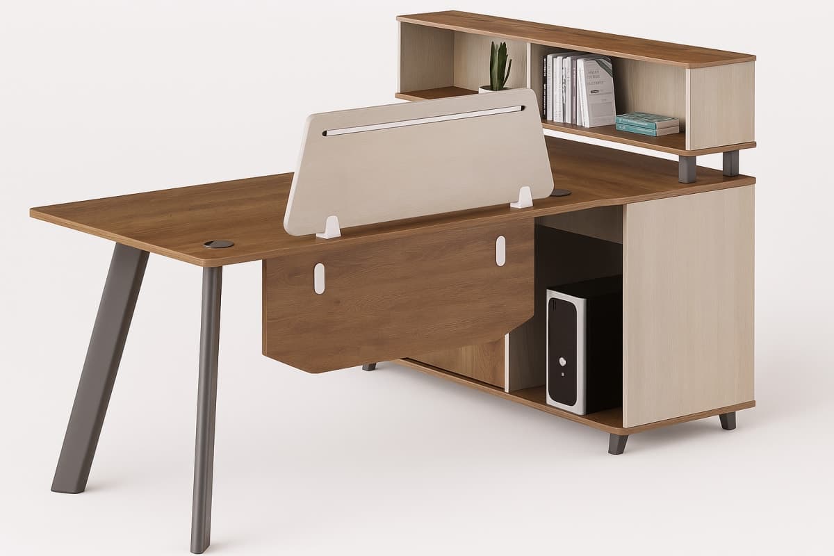 Collection de mobilier de bureau avec bureau de direction, table de conférence et postes de travail modernes, armoires etc.