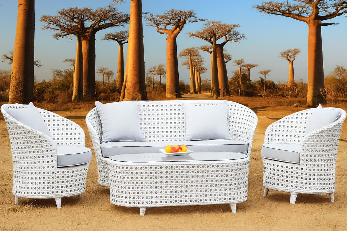 Canapé de Jardin Design Incurvé - Mobilier artisanal Ebène Madagascar