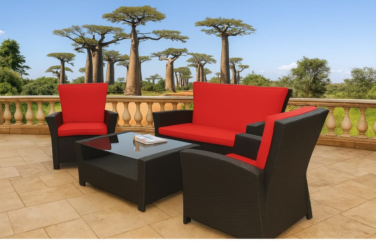 Salon de Jardin en Résine Tressée - Mobilier artisanal Ebène Madagascar