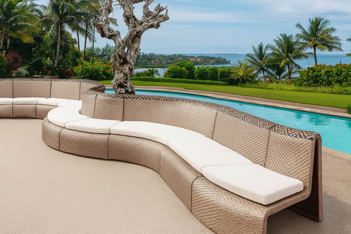 Canapé de Jardin Modulable Sinueux en Résine Tressée - Mobilier artisanal Ebène Madagascar