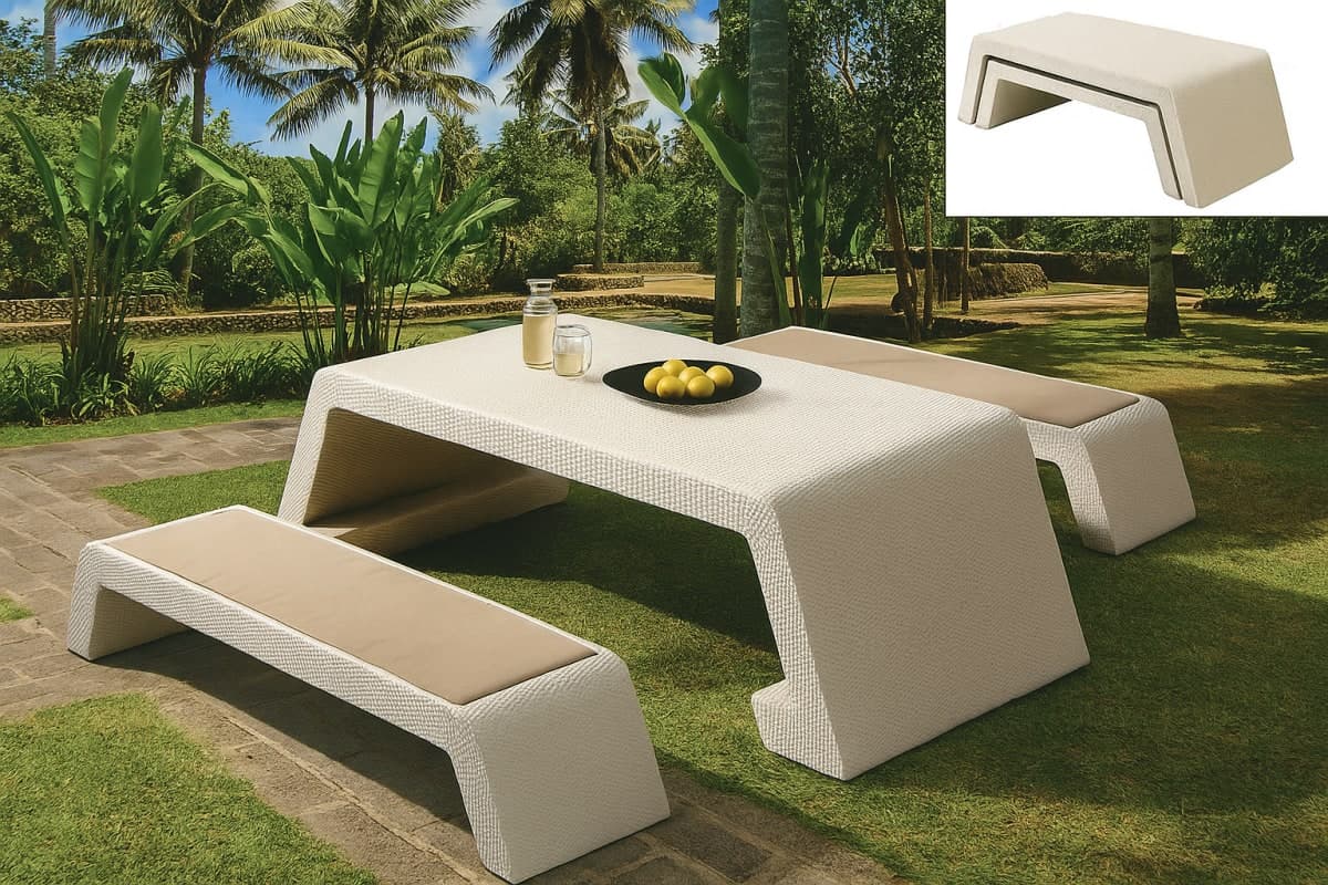 Ensemble de Jardin Design "Gammarth" - Mobilier artisanal Ebène Madagascar