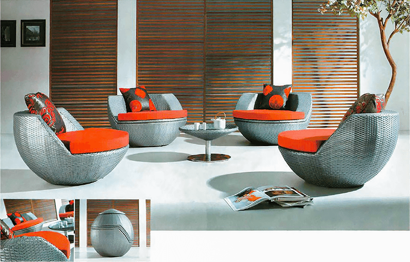 Salon de Jardin Sphérique "Éclipse" – Ensemble Design en Résine Tressée - Mobilier artisanal Ebène Madagascar