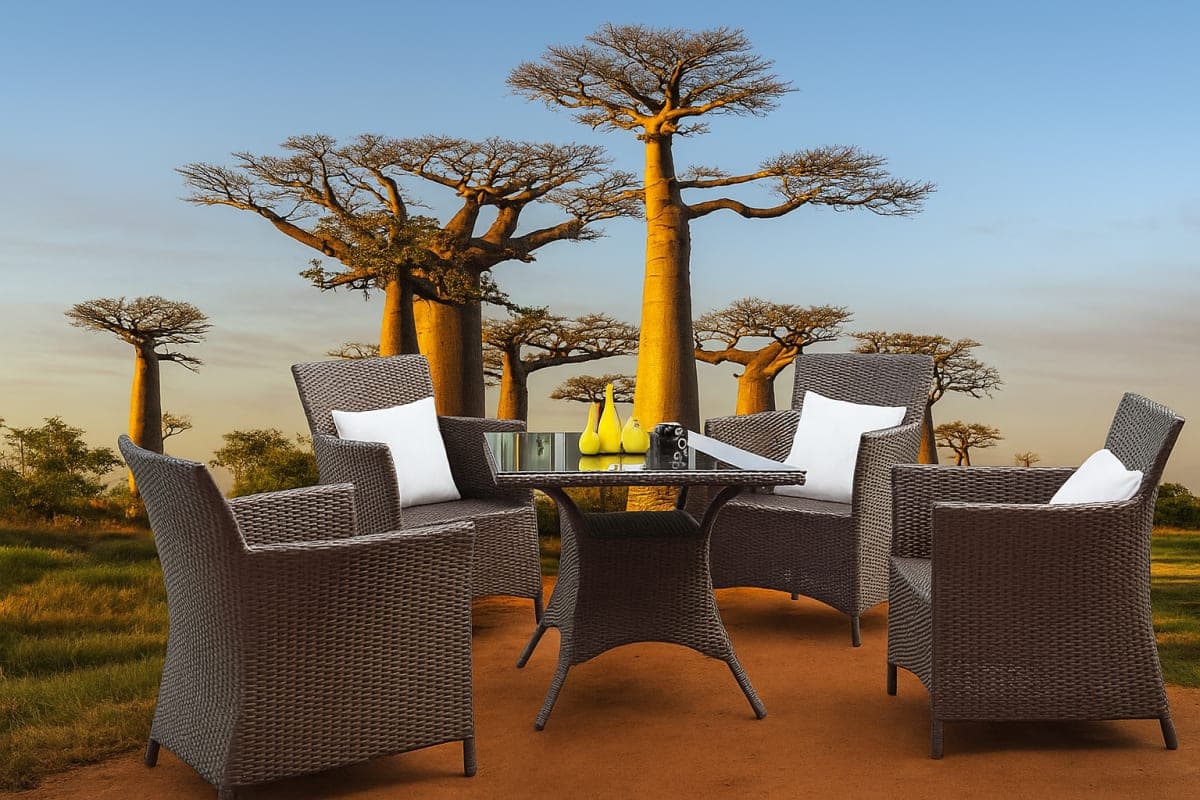 Table de Jardin – Élégance en Résine Tressée - Mobilier artisanal Ebène Madagascar