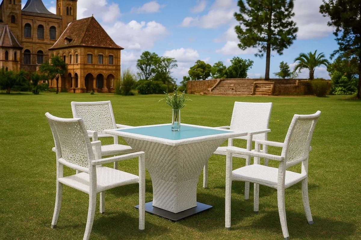 Ensemble de Jardin en Résine Tressée - Mobilier artisanal Ebène Madagascar