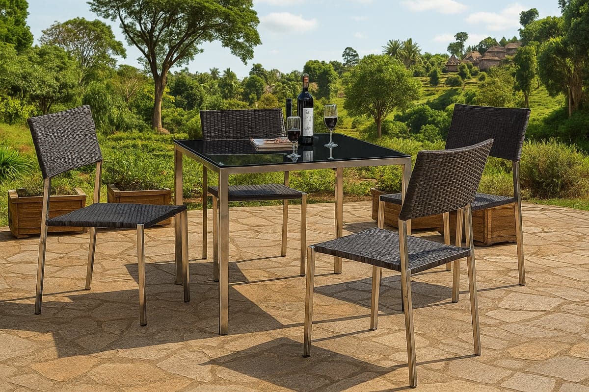 Ensemble Table et Chaises de Jardin Modernes - Mobilier artisanal Ebène Madagascar