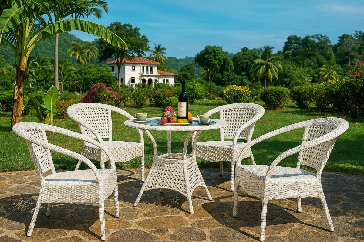 Ensemble Repas d'Extérieur – RésineTressé - Mobilier artisanal Ebène Madagascar