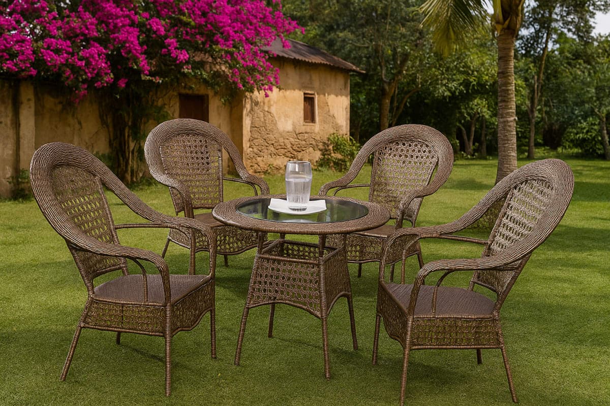Fauteuil de Jardin en Résine Tressée - Mobilier artisanal Ebène Madagascar