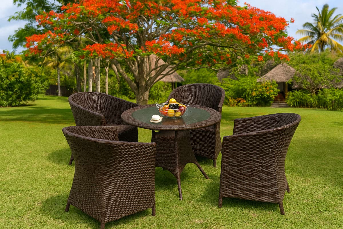 Ensemble Repas d'Extérieur "Havane" - Mobilier artisanal Ebène Madagascar