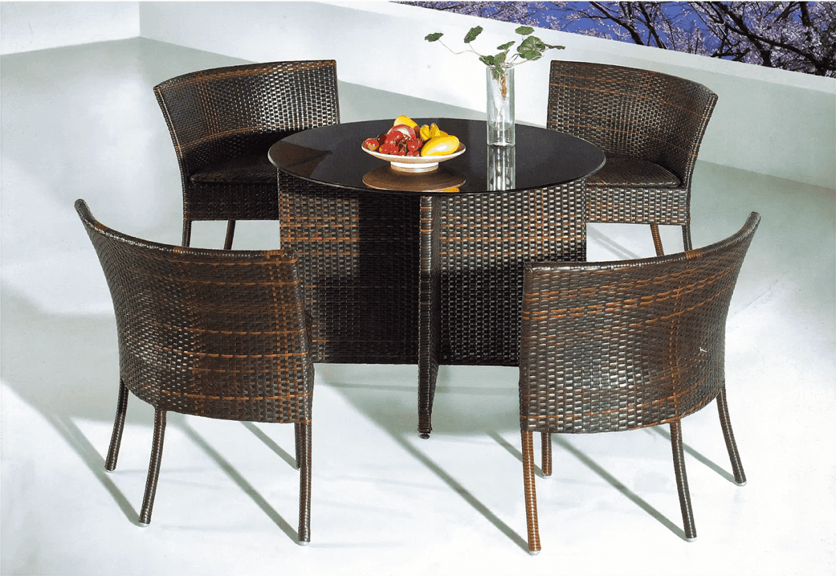 Table de jardin encastrable – Ensemble repas - Mobilier artisanal Ebène Madagascar