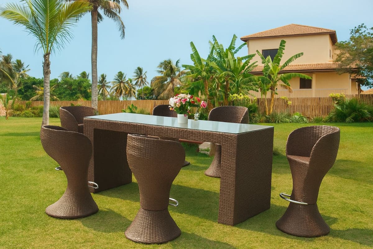 Ensemble Bar de Jardin – Résine Tressée - Mobilier artisanal Ebène Madagascar
