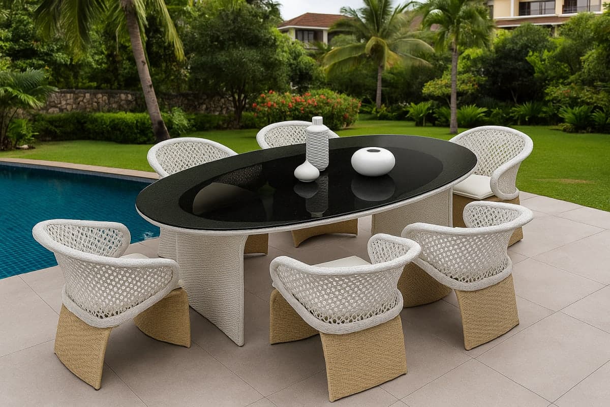 Ensemble de Salle à Manger Extérieur - Mobilier artisanal Ebène Madagascar