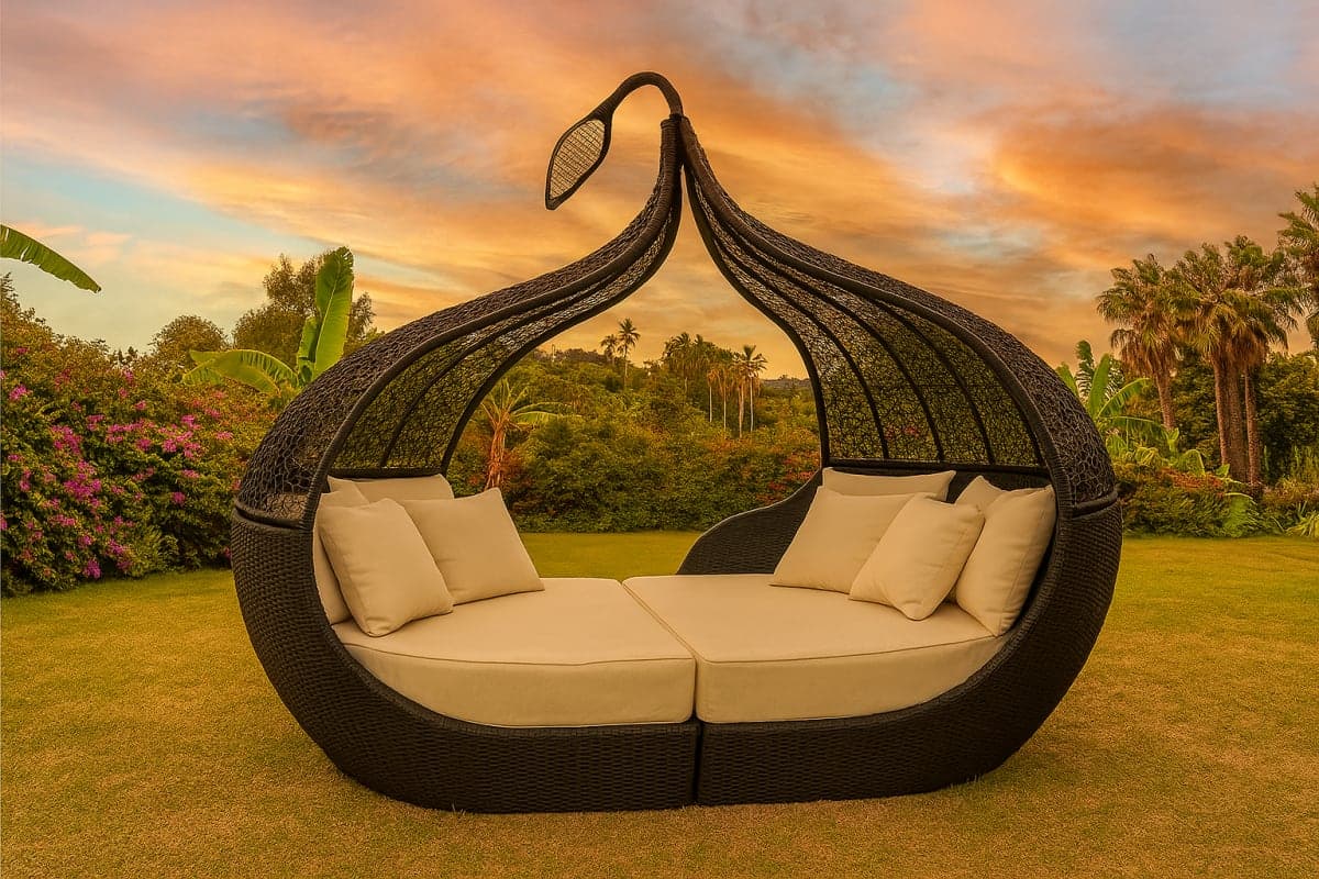 Lit de jardin "Canopy" - Mobilier artisanal Ebène Madagascar