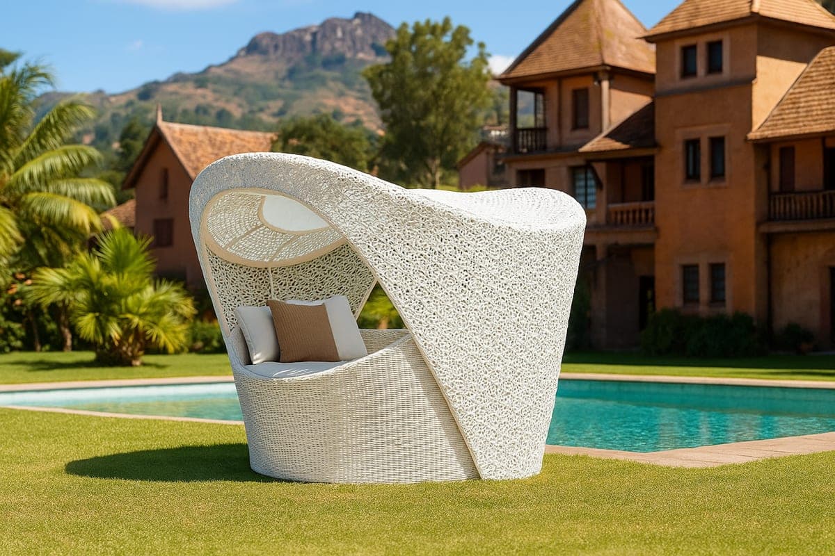 Lit de repos Cocoon - Mobilier artisanal Ebène Madagascar