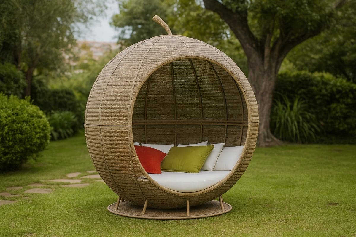 Lit de Jardin "Pomme" - Mobilier artisanal Ebène Madagascar
