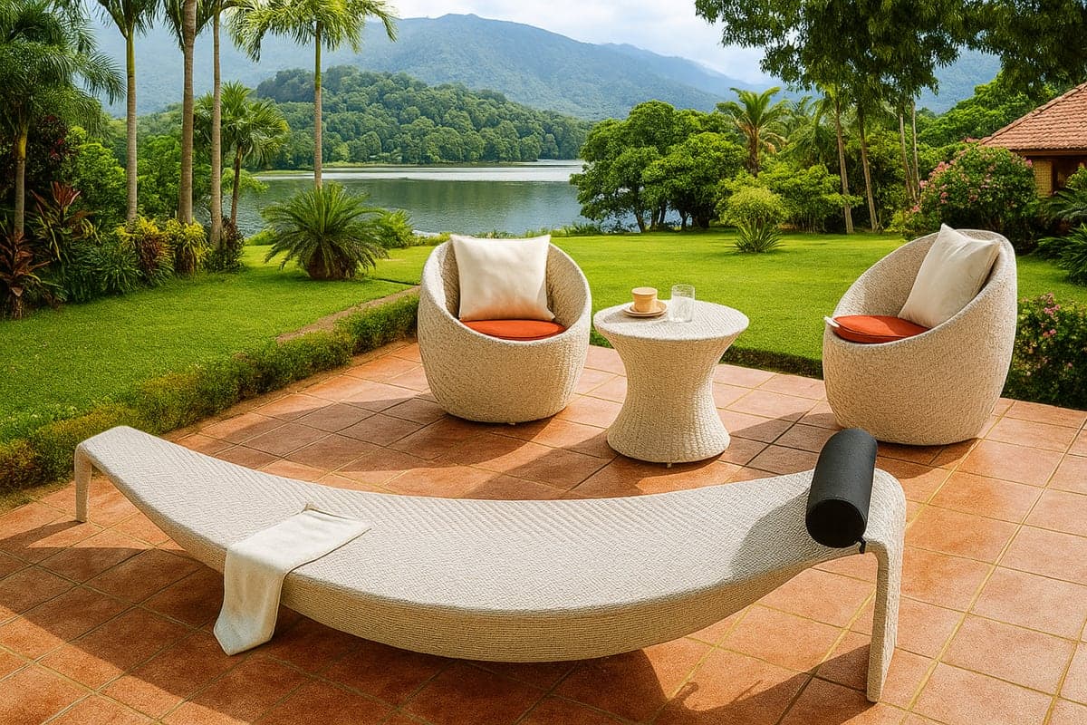 Transat Incurvé Wave en Résine Tressée - Mobilier artisanal Ebène Madagascar