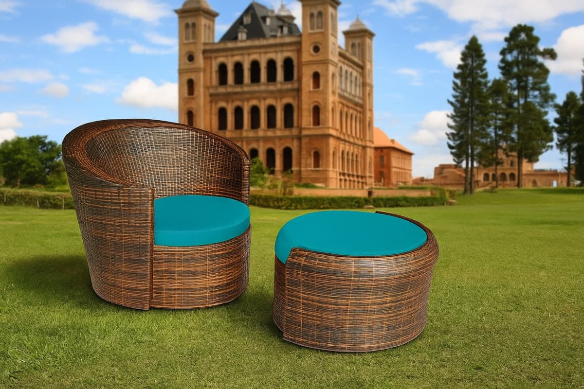 Salon de Jardin Rond - Mobilier artisanal Ebène Madagascar