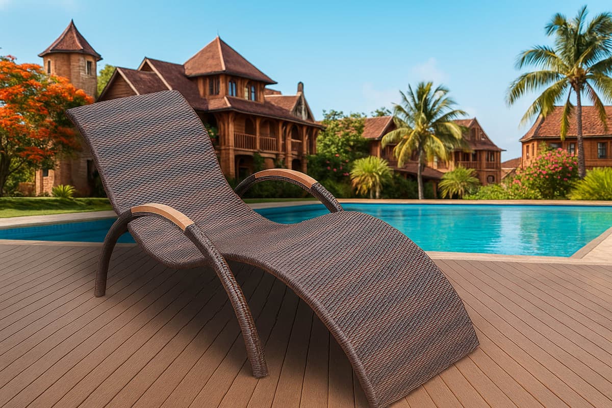 Bain de Soleil Ergonomique en Résine Tressée - Mobilier artisanal Ebène Madagascar
