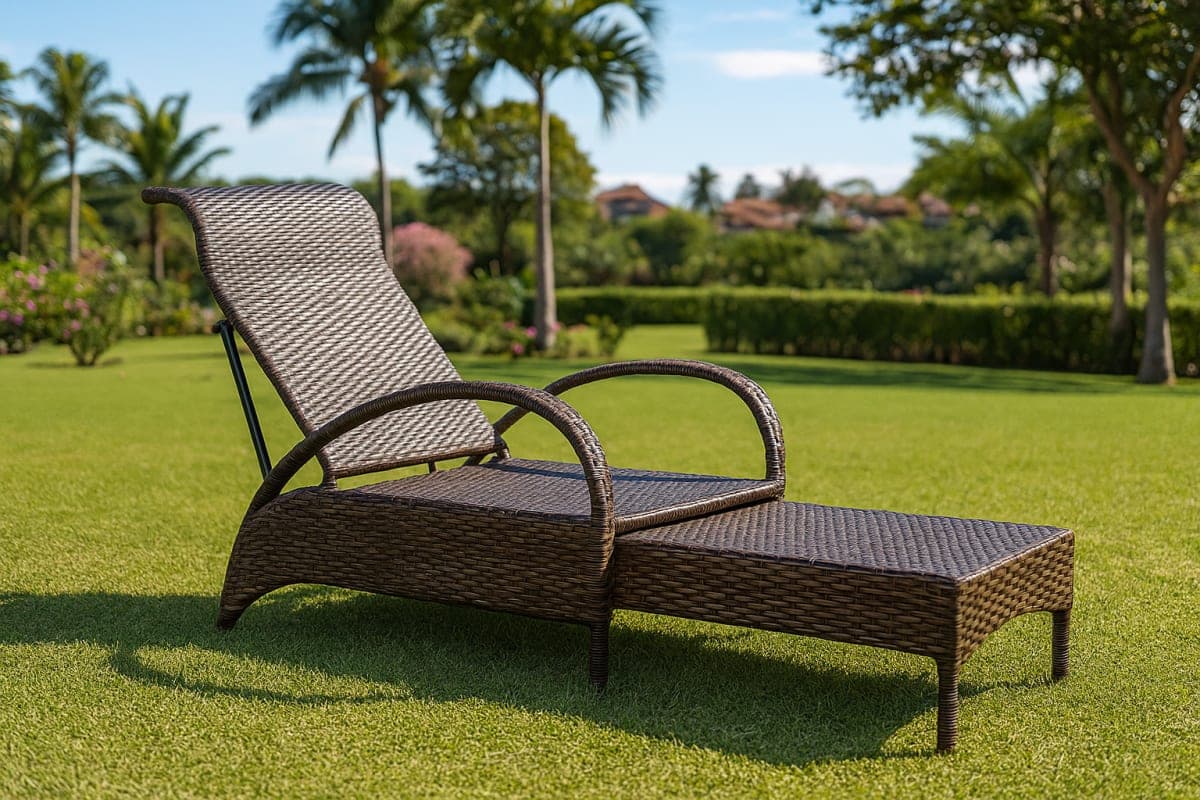 Transat de Jardin "Élégance" en Résine Tressée - Mobilier artisanal Ebène Madagascar