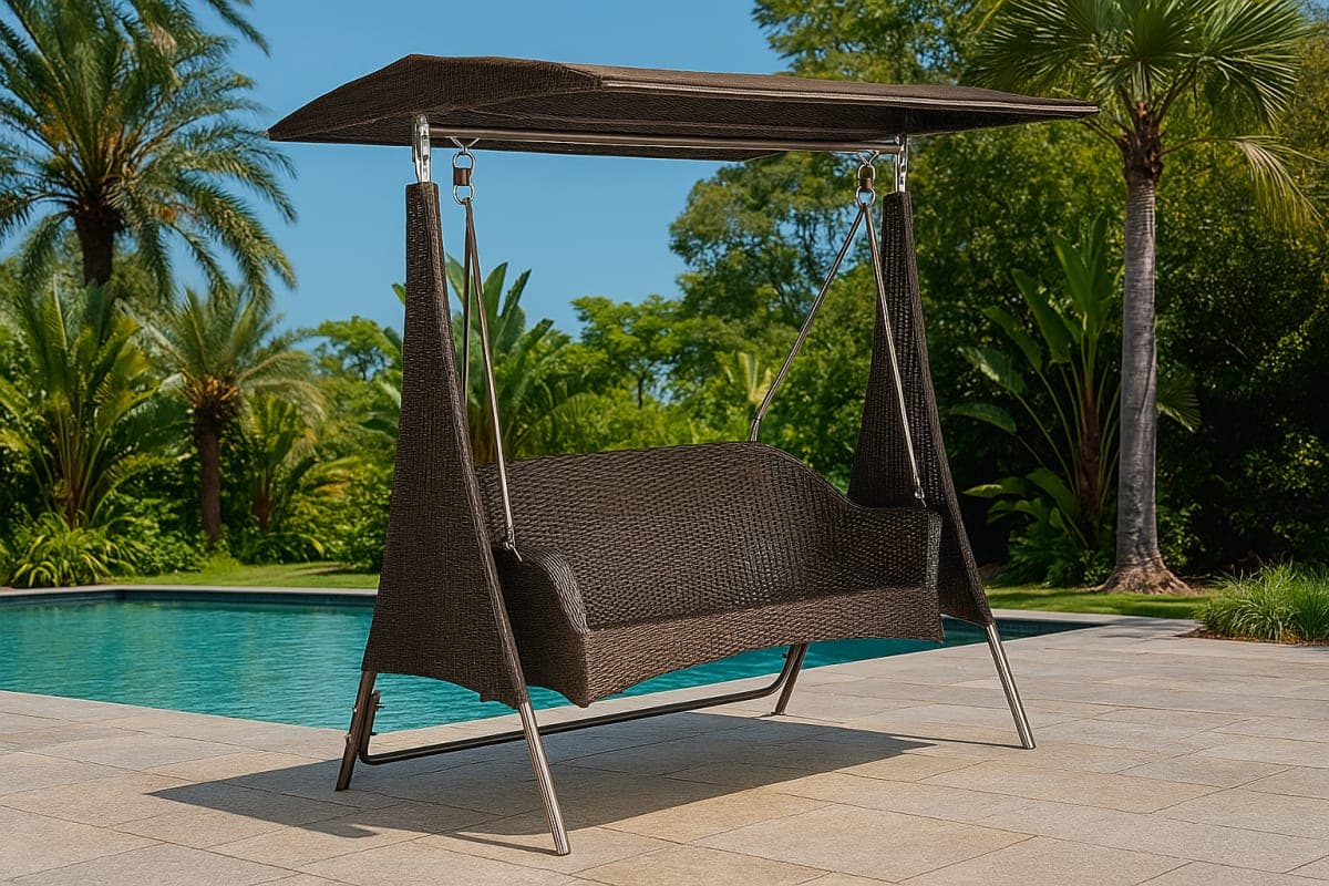 Balancelle de Jardin Design en Résine Tressée - Mobilier artisanal Ebène Madagascar
