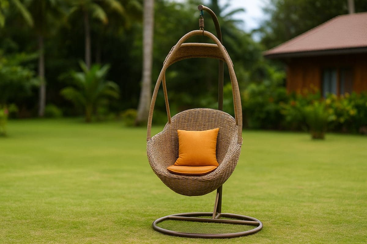 Fauteuil Œuf Suspendu en Résine Tressée - Mobilier artisanal Ebène Madagascar