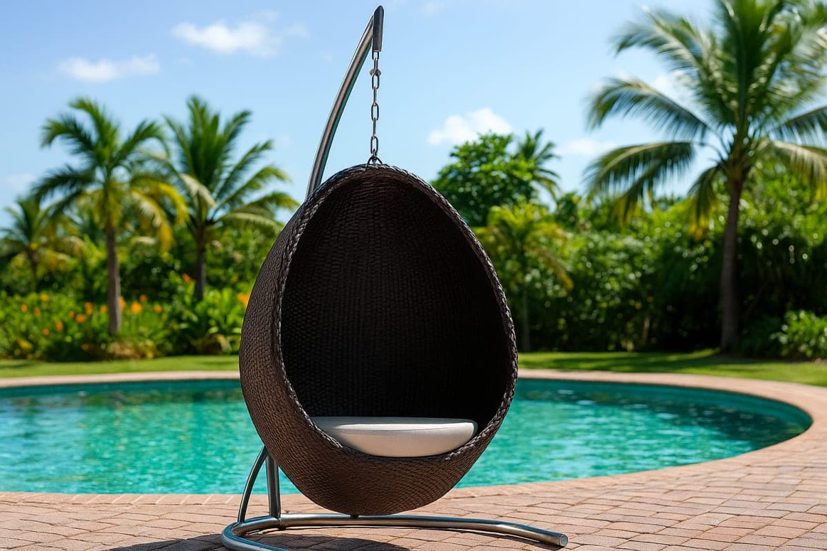 Fauteuil Œuf Suspendu en Résine Tressée - Mobilier artisanal Ebène Madagascar