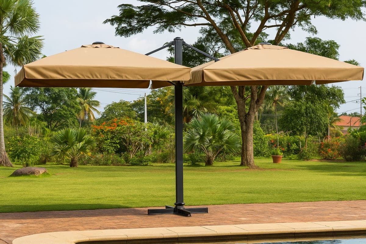 Parasol Déporté Double Premium - Mobilier artisanal Ebène Madagascar
