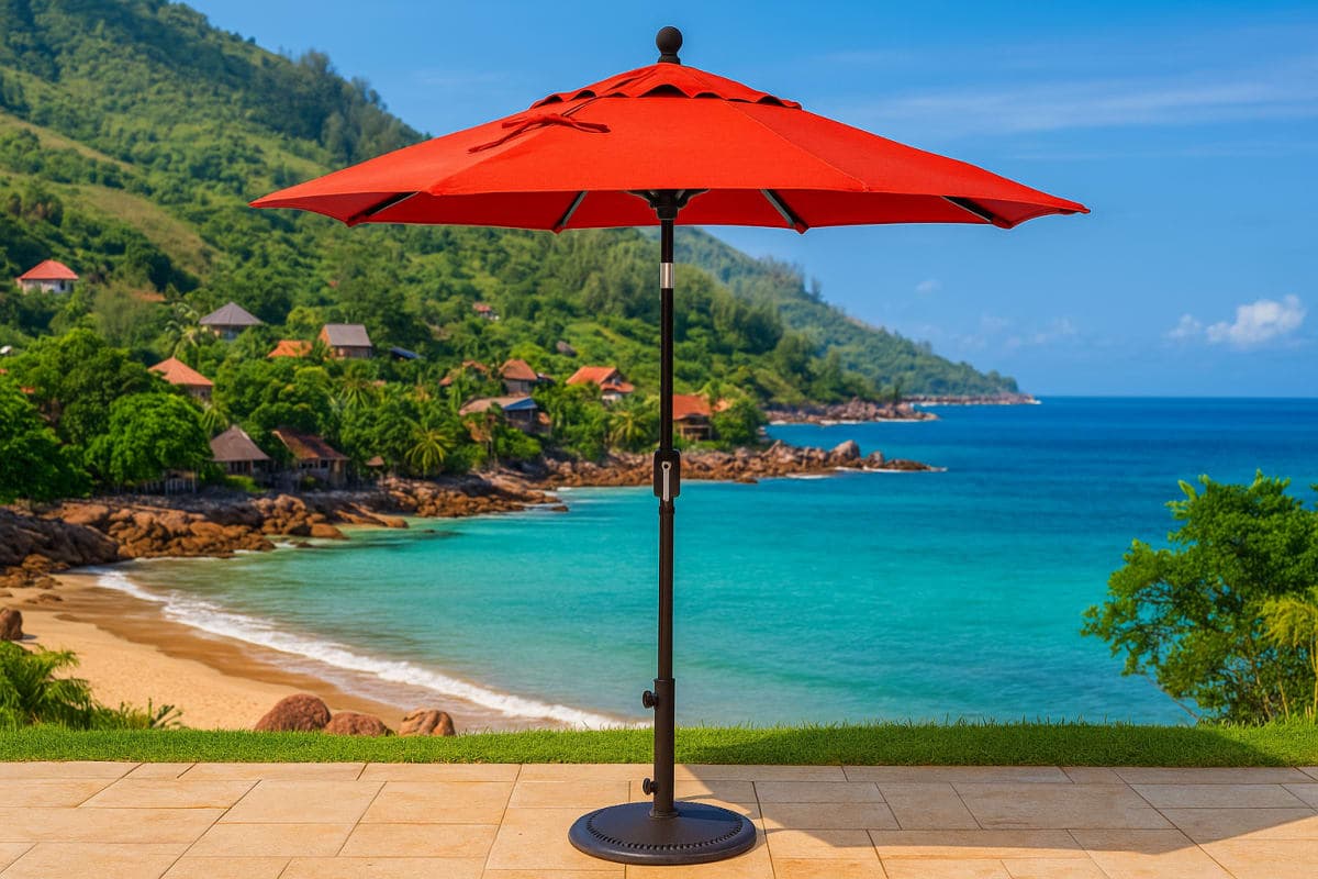 Parasol de Jardin Droit à Manivelle - Mobilier artisanal Ebène Madagascar