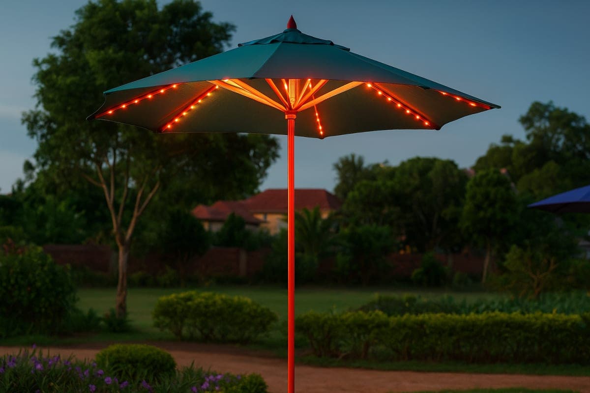 Parasol de Jardin Lumineux à LED - Mobilier artisanal Ebène Madagascar