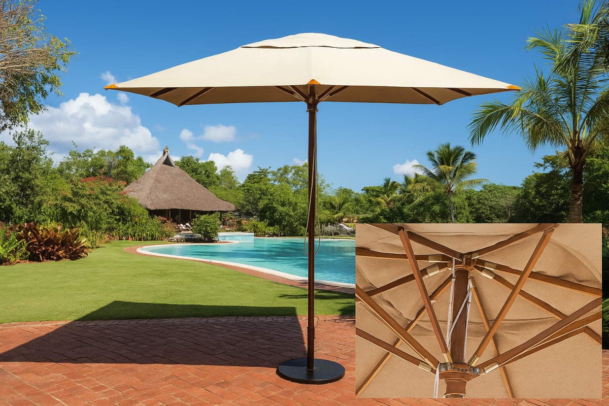 Parasol Central Carré en Bois - Mobilier artisanal Ebène Madagascar