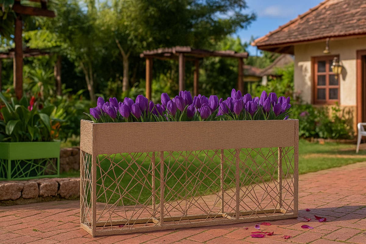 Jardinière sur Pied en résine Tressée - Mobilier artisanal Ebène Madagascar