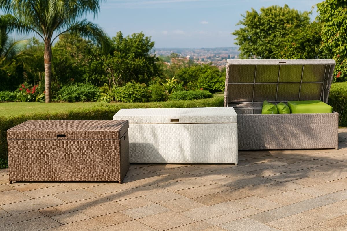 Coffre de Jardin en Résine Tressée - Mobilier artisanal Ebène Madagascar