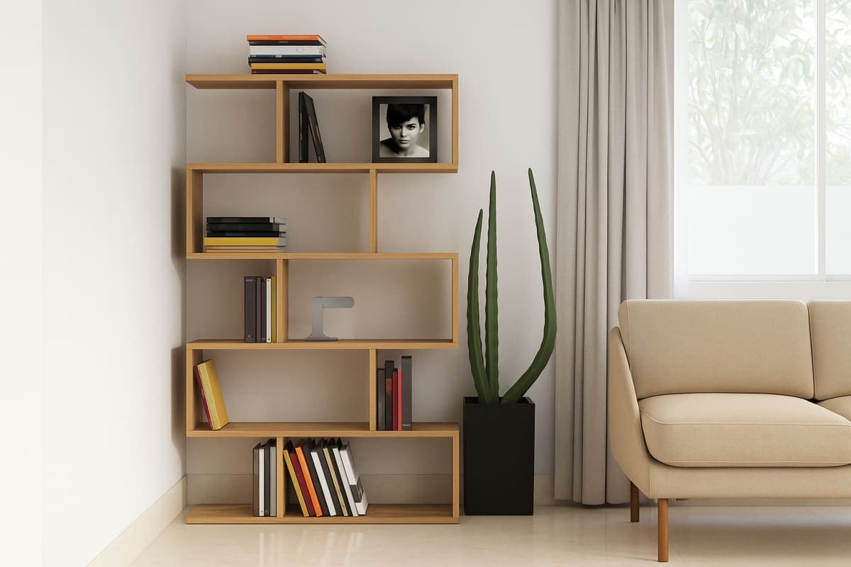 Bibliothèque Géométrique Asymétrique - Mobilier artisanal Ebène Madagascar