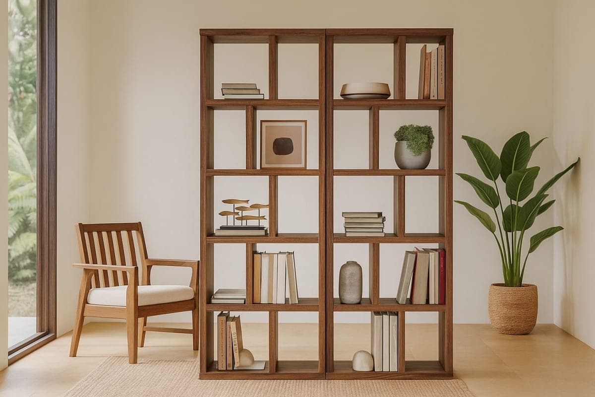 Bibliothèque Asymétrique - Mobilier artisanal Ebène Madagascar