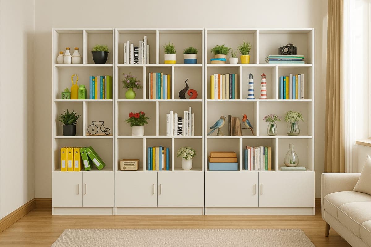 Bibliothèque Modulaire en Mélamine - Mobilier artisanal Ebène Madagascar