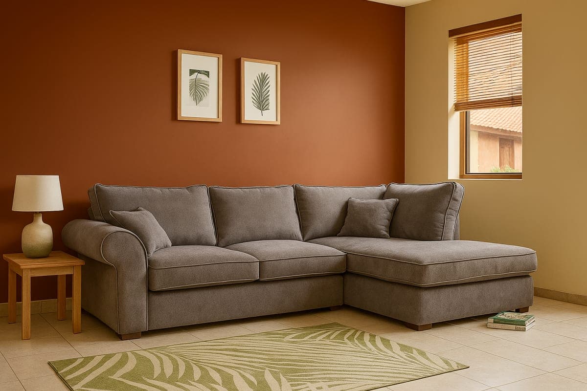 Canapé d'angle en tissu - Mobilier artisanal Ebène Madagascar