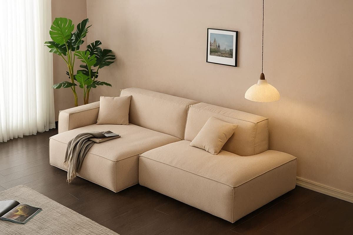 Canapé Modulaire Bas Minimaliste - Mobilier artisanal Ebène Madagascar