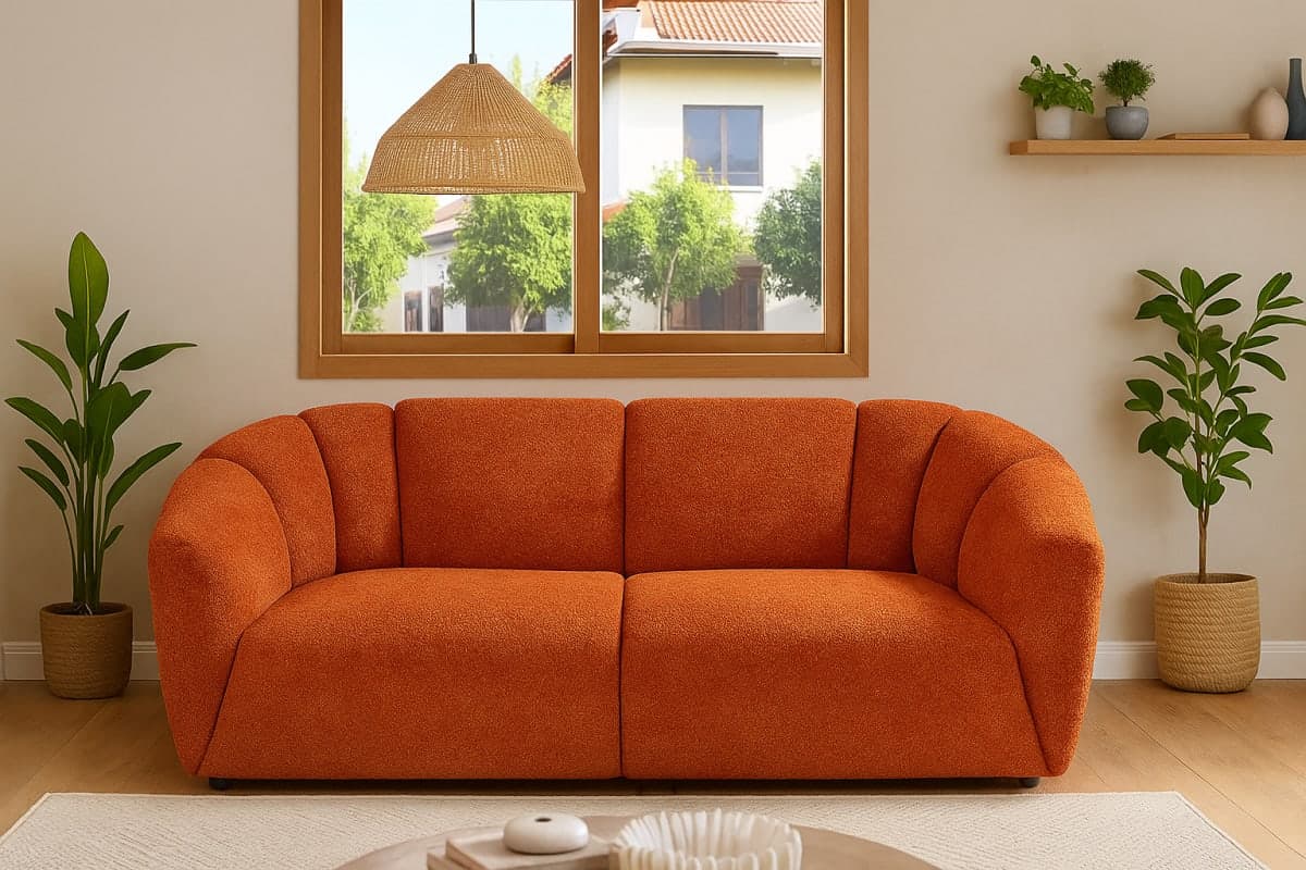 Canapé – Le Confort Organique en Bouclète - Mobilier artisanal Ebène Madagascar