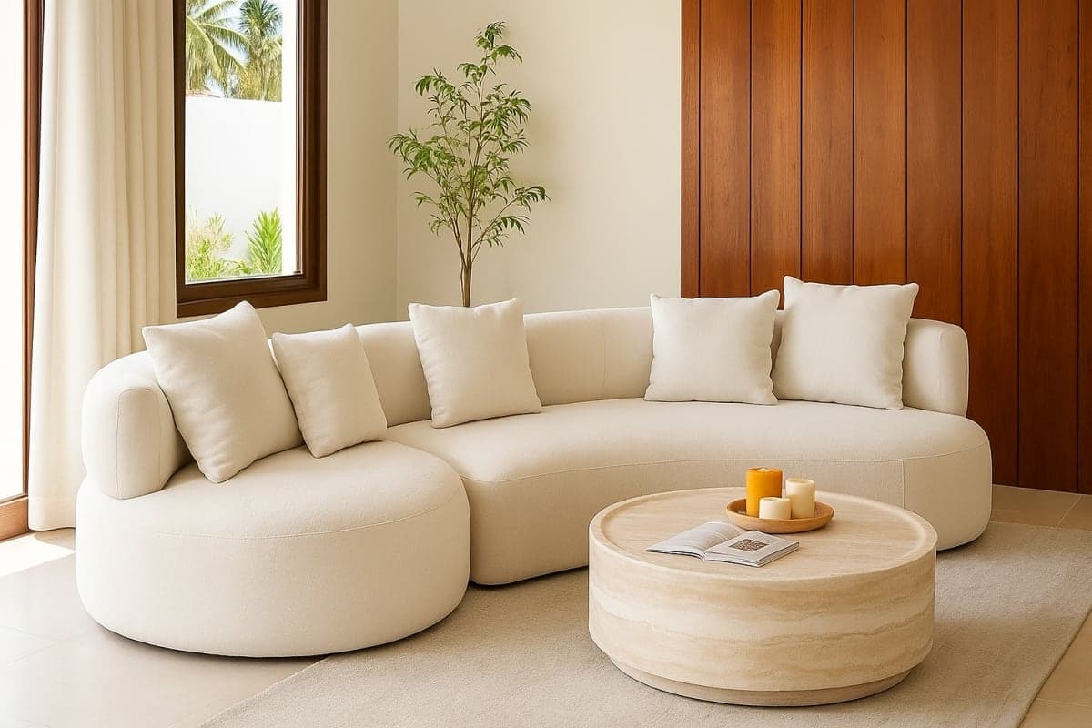 Canapé Modulaire Courbe - Mobilier artisanal Ebène Madagascar