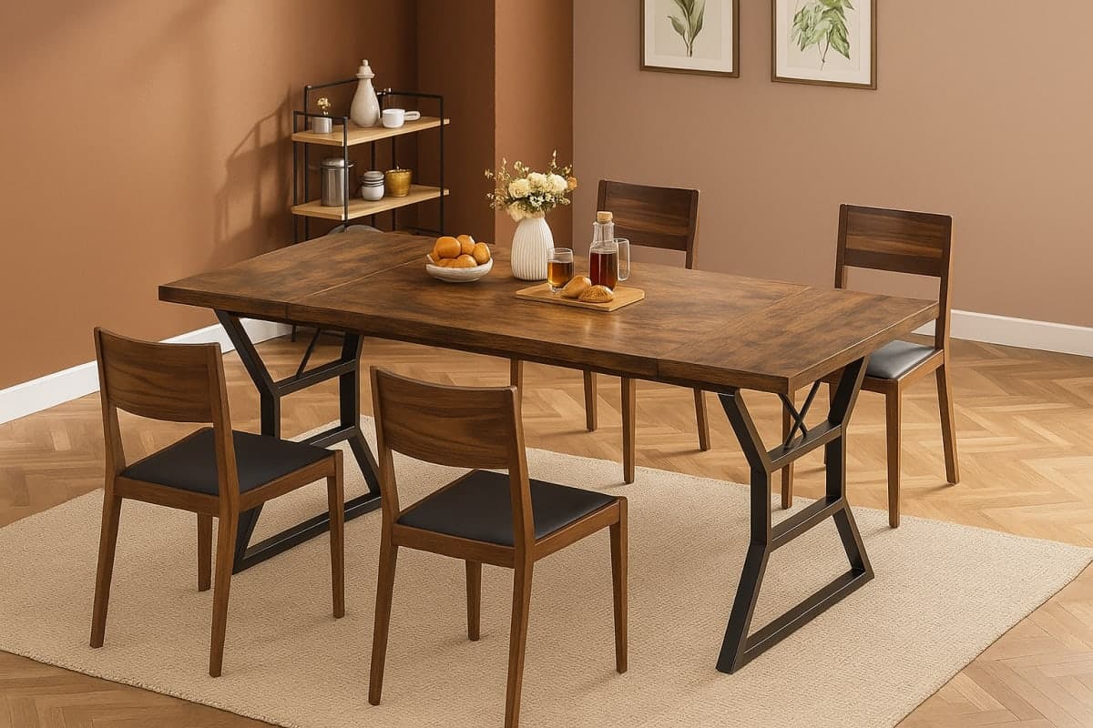 Table à Manger Industrielle - Mobilier artisanal Ebène Madagascar