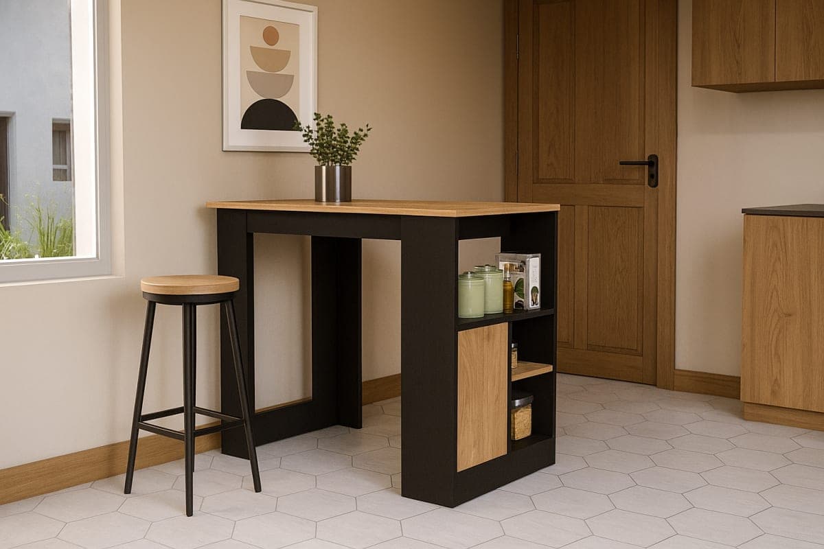 Îlot de Cuisine Compact - Mobilier artisanal Ebène Madagascar