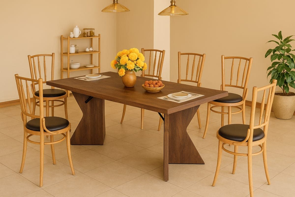 La Table Iconique "V" - Mobilier artisanal Ebène Madagascar