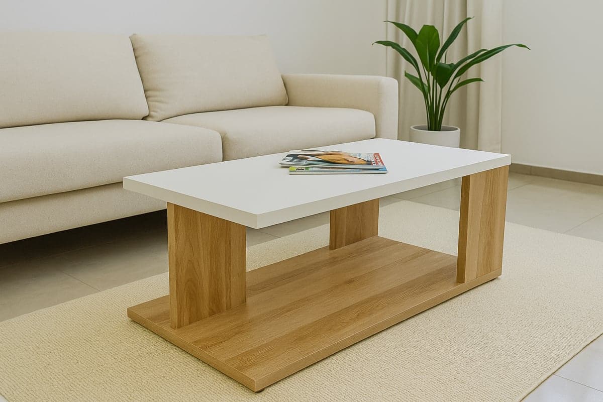 Table basse contemporaine bicolore - Mobilier artisanal Ebène Madagascar
