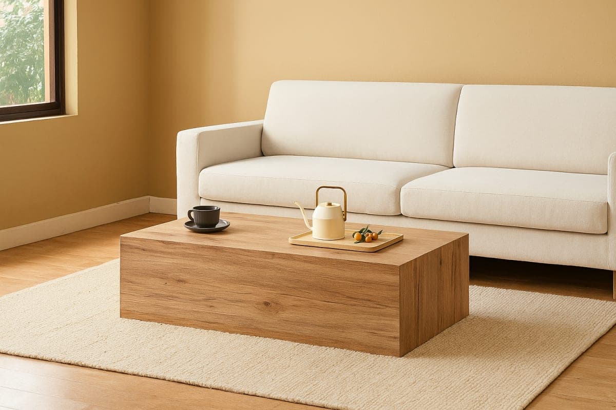 Table Basse Monolithe en Mélamine - Mobilier artisanal Ebène Madagascar