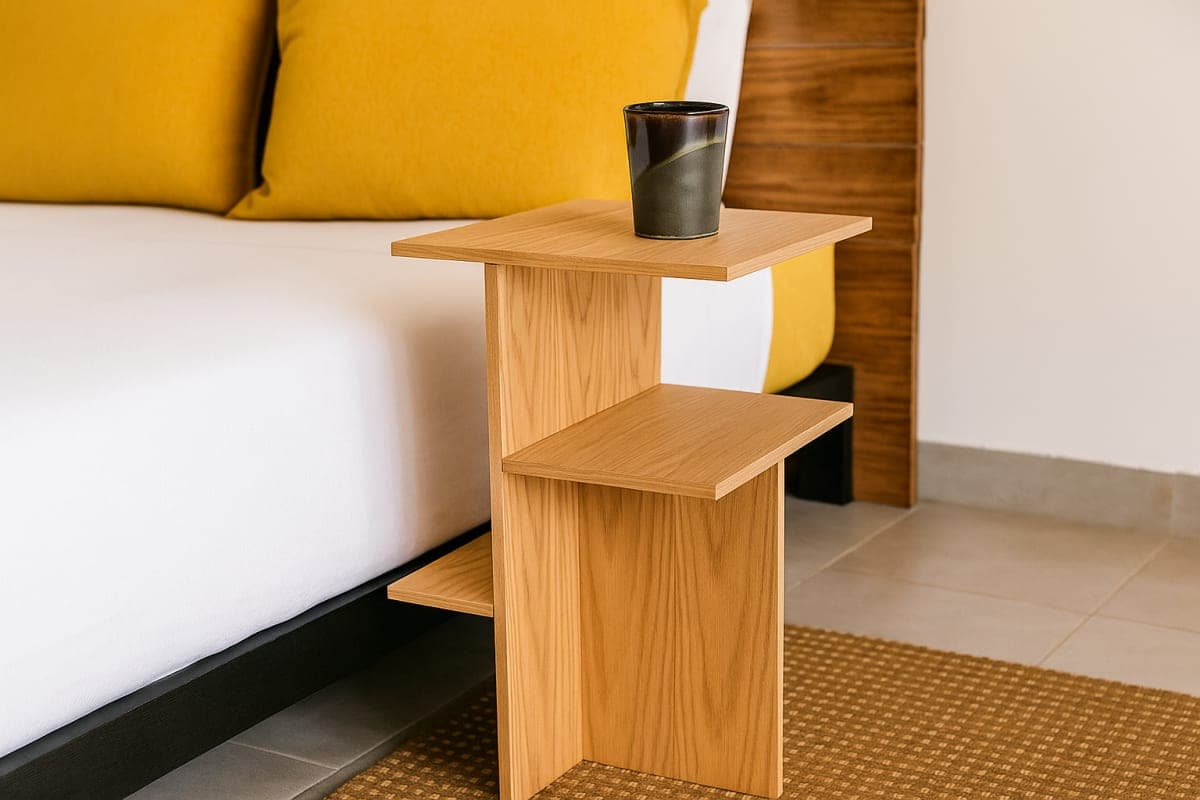 Table d'appoint Asymétrie - Mobilier artisanal Ebène Madagascar