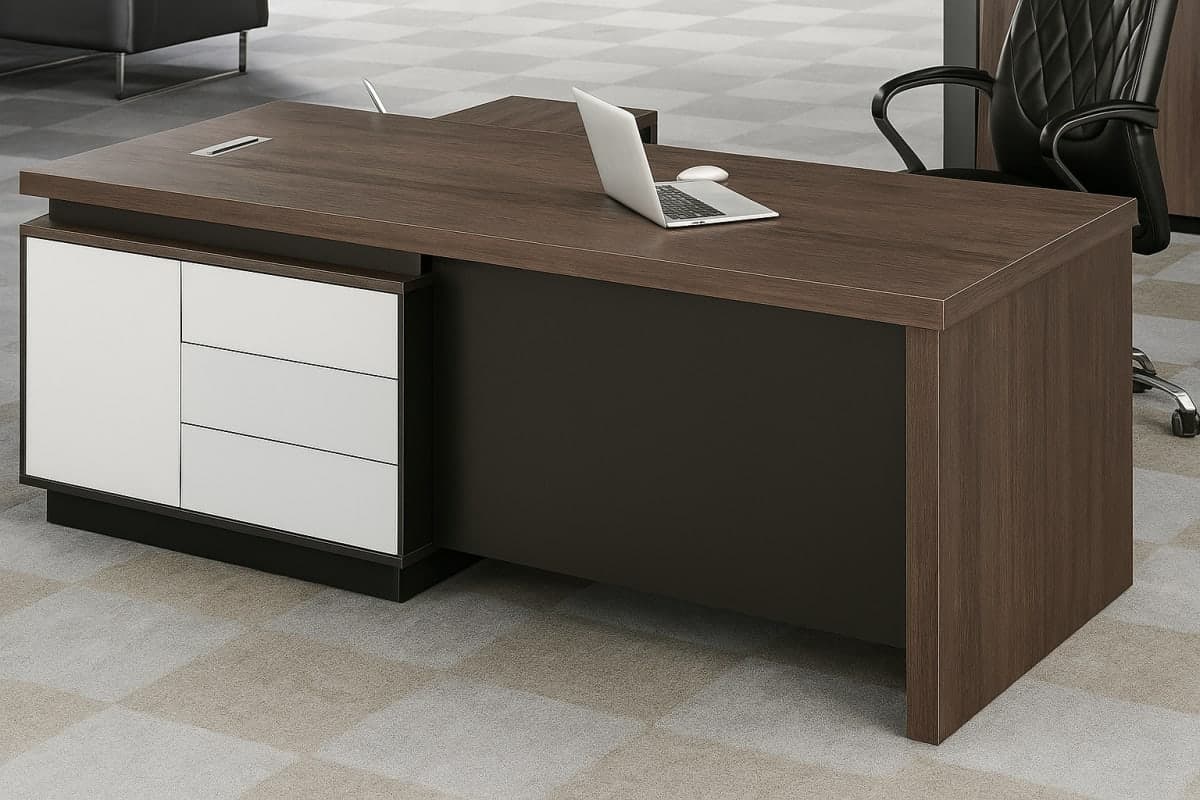 Bureau de Direction L - Mobilier artisanal Ebène Madagascar