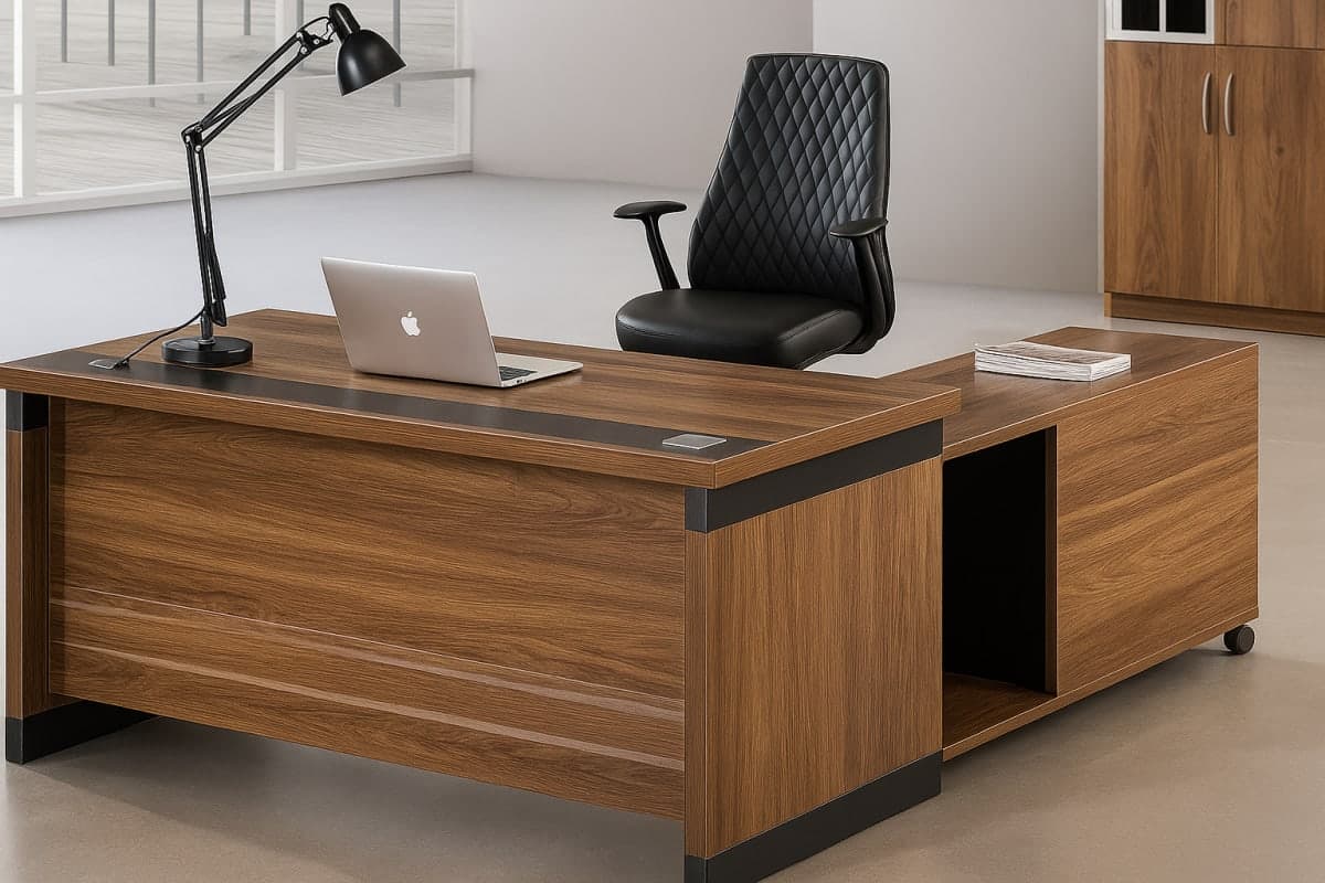 Bureau de Direction Exécutif en L - Mobilier artisanal Ebène Madagascar