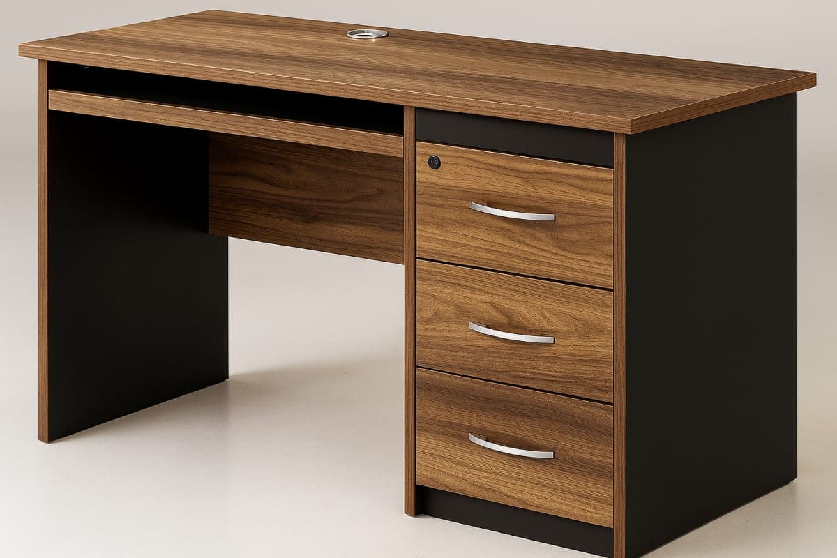 Bureau Informatique Mélaminé Bicolore - Mobilier artisanal Ebène Madagascar
